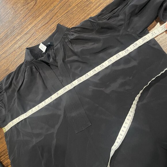 NWT Madewell Sz XS Black Shirred Long Sleeve Top in Silk Relaxed Flowy NT652 - Picture 9 of 12